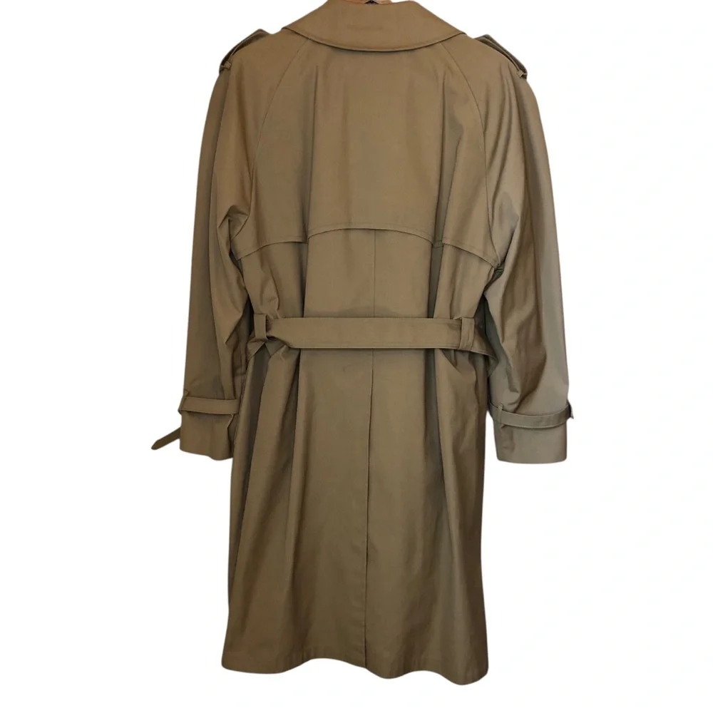 Vintage Christian Dior Trench Coat Men’s 40 Neutral Classic Removable Wool Liner